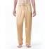 Men Satin Pants Casual Mid waist Simple Solid Color Loose Large Size Trousers Homewear yellow 2XL