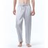 Men Satin Pants Casual Mid waist Simple Solid Color Loose Large Size Trousers Homewear black XL