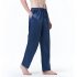 Men Satin Pants Casual Mid waist Simple Solid Color Loose Large Size Trousers Homewear black XL