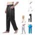 Men Satin Pants Casual Mid waist Simple Solid Color Loose Large Size Trousers Homewear black XL