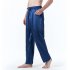 Men Satin Pants Casual Mid waist Simple Solid Color Loose Large Size Trousers Homewear black XL