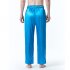 Men Satin Pants Casual Mid waist Simple Solid Color Loose Large Size Trousers Homewear black XL