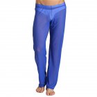 Men Sexy See-through Net Yarn Low Waist Trousers Breathable Comfortable Long Pants blue_L