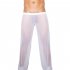 Men Sexy See through Net Yarn Low Waist Trousers Breathable Comfortable Long Pants white XL