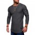 Men Shirt Casual Long Sleeve Zipper Pocket Pullover Slim Fit Top gray L