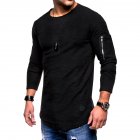 Men Shirt Casual Long Sleeve Zipper Pocket Pullover Slim Fit Top black_XXL