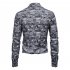 Men  Shirt Lapel Long sleeved Characteristic Building Printing Fashion Casual Cardigan Shirt Black XL