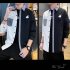 Men Shirt Long Sleeve Autumn Teenagers Loose Color Matching Blouse White black 2XL