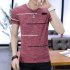 Men Short Sleeve Fashion Printed T shirt Round Neck Tops red L