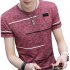 Men Short Sleeve Fashion Printed T shirt Round Neck Tops red L