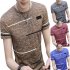 Men Short Sleeve Fashion Printed T shirt Round Neck Tops Khaki XL