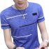 Men Short Sleeve Fashion Printed T shirt Round Neck Tops blue L