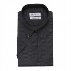 Men Short Sleeve Formal Shirt Casual Autumn Lapel Business Shirt for Adults Black_XL