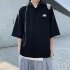 Men Short Sleeve Shirt Summer Thin Fashion Loose Daisy Pattern Tops Black XXL