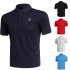 Men Short Sleeve Shirts Solid Color Lapel Collar Casual Tops for Daily Sports Wearing black L