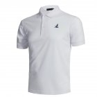 Men Short Sleeve Shirts Solid Color Lapel Collar Casual Tops for Daily Sports Wearing white M