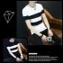 Men Short Sleeve T shirt Round Collar Stripes Pattern Casual Tops black M   55 kg 