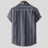 Men Short Sleeves Beach Shirt Trendy Hawaiian Printing Lapel Slim Fit Cardigan Tops XH42 M
