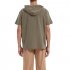 Men Short Sleeves Loose T shirt Summer Cotton Linen Drawstring Hooded Tops Solid Color Casual Pullover Shirt Army Green M