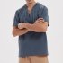 Men Short Sleeves Loose T shirt Summer Cotton Linen Drawstring Hooded Tops Solid Color Casual Pullover Shirt black M