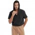 Men Short Sleeves Loose T shirt Summer Cotton Linen Drawstring Hooded Tops Solid Color Casual Pullover Shirt Khaki M