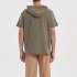 Men Short Sleeves Loose T shirt Summer Cotton Linen Drawstring Hooded Tops Solid Color Casual Pullover Shirt black M