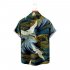 Men Short Sleeves T shirt Summer Lapel 3D Digital Printing Shirt Casual Loose Trendy Tops A 2XL