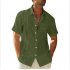 Men Short Sleeves T shirt Fashion Classic Lapel Single breasted Cardigan Tops Cotton Linen Casual Shirt White M