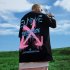 Men Short Sleeves T shirt Trendy Printing Plus Size Round Neck Pullover Tops Summer Retro Loose Casual Shirt 1824 black L