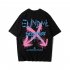 Men Short Sleeves T shirt Trendy Printing Plus Size Round Neck Pullover Tops Summer Retro Loose Casual Shirt 1824 black L