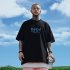 Men Short Sleeves T shirt Trendy Printing Plus Size Round Neck Pullover Tops Summer Retro Loose Casual Shirt 1824 black 4XL