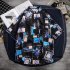 Men Short Sleeves T shirt Summer Thin Trendy Printing Lapel Cardigan Tops Loose Casual Beach Shirt For Couple YS042 white XL