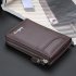 Men Short Zipper Wallet Portable Leather Key Case with Cards Slot Khaki