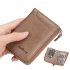 Men Short Zipper Wallet Portable Leather Key Case with Cards Slot black