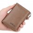 Men Short Zipper Wallet Portable Leather Key Case with Cards Slot brown