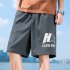 Men Shorts Summer Letter Printing Loose Casual Sports Cropped Trousers apricot L