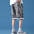 Men  Shorts Summer Thin Casual Overalls Fifth pants Drawstring Loose Basketball Pants Gray XL