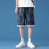 Men  Shorts Summer Thin Casual Overalls Fifth pants Drawstring Loose Basketball Pants Blue XL