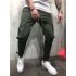 Men Side Pockets Soft Casual Pants with Magic Sticker Outdoor Trousers Gift Fitness Pants white M