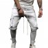 Men Side Pockets Soft Casual Pants with Magic Sticker Outdoor Trousers Gift Fitness Pants white M