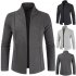 Men Simple Cardigan Slim Sweater Jacket Men V collar Sweater light grey XXL
