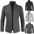 Men Simple Cardigan Slim Sweater Jacket Men V collar Sweater Dark gray L