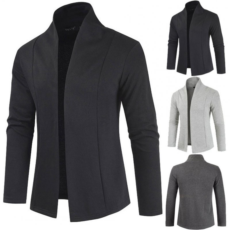 Men Simple Cardigan Slim Sweater Jacket Men V-collar Sweater black_XXL
