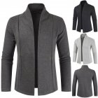 Men Simple Cardigan Slim Sweater Jacket Men V collar Sweater Dark gray M