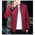 Men Simple Casual Baseball Jacket Solid Color Stand up Collar Coat  gray L