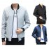 Men Simple Casual Baseball Jacket Solid Color Stand up Collar Coat  red XL