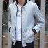 Men Simple Casual Baseball Jacket Solid Color Stand up Collar Coat  red XL