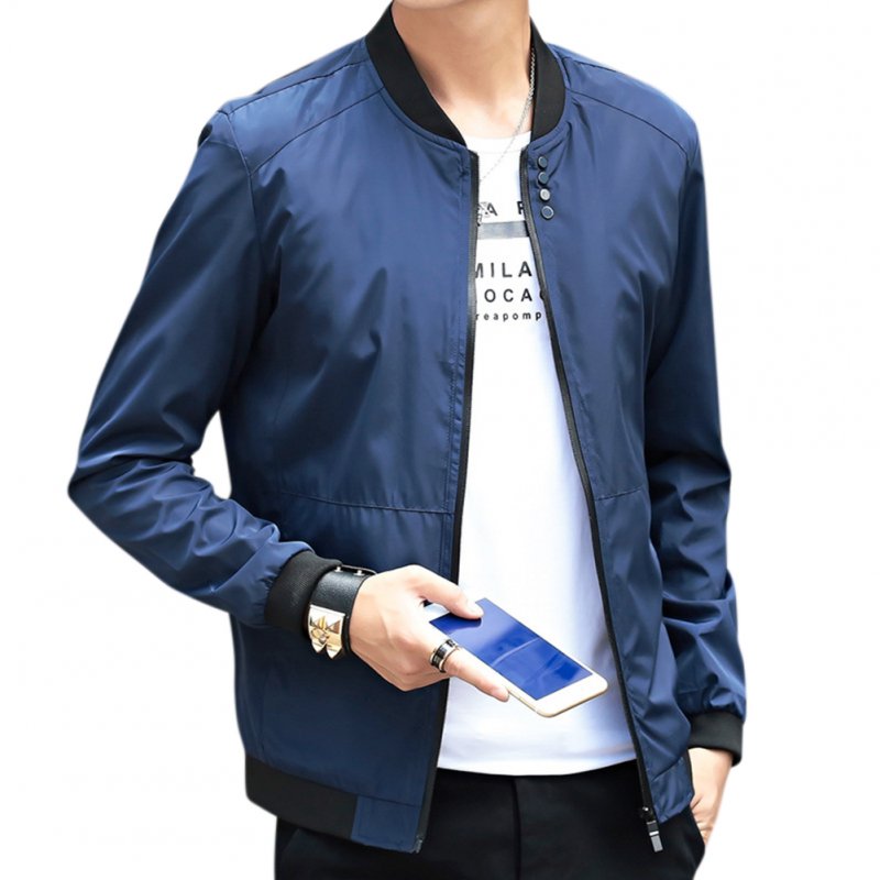 Men Solid Color Stand-up Collar Coat