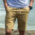 Men Simple Casual Beach Shorts  Dark khaki XL