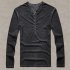 Men Simple Casual Long Sleeve Slim Henley Shirt Simple Solid Color Button Tops dark gray L
